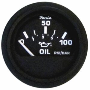 Image 1: Faria Euro Black 2" Oil Pressure Gauge (100 PSI)