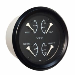 Image 1: VDO Cockpit Marine 85mm (3-3/8") 4 in 1 Gauge - Black Dial/Bezel