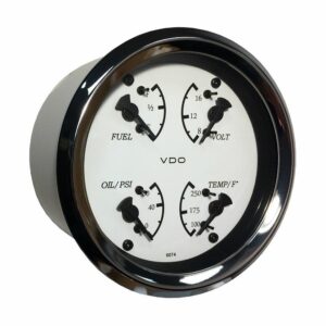 Image 1: VDO Cockpit Marine 85mm (3-3/8") 4 in 1 Gauge - White Dial/Bezel