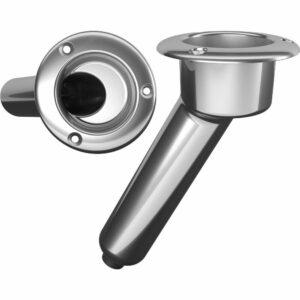 Image 1: Mate Series Stainless Steel 30° Rod & Cup Holder - Drain - Round Top