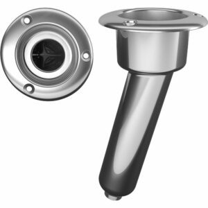 Image 1: Mate Series Stainless Steel 15° Rod & Cup Holder - Drain - Round Top
