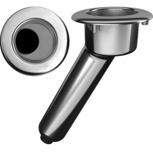 Image 1: Mate Series Elite Screwless Stainless Steel 30° Rod & Cup Holder - Drain - Round Top