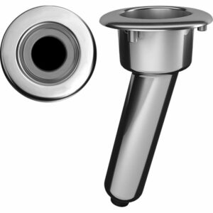 Image 1: Mate Series Elite Screwless Stainless Steel 15° Rod & Cup Holder - Drain - Round Top