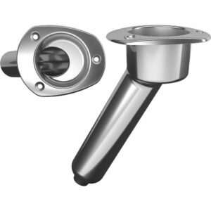 Image 1: Mate Series Stainless Steel 30° Rod & Cup Holder - Drain - Oval Top
