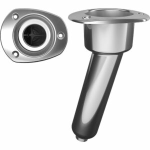 Image 1: Mate Series Stainless Steel 15° Rod & Cup Holder - Drain - Oval Top