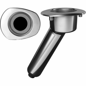 Image 1: Mate Series Elite Screwless Stainless Steel 30° Rod & Cup Holder - Drain - Oval Top