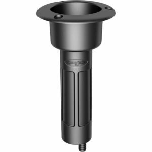 Image 1: Mate Series Plastic 0° Rod & Cup Holder - Drain - Round Top - Black