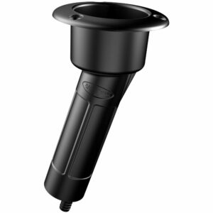 Image 1: Mate Series Plastic 15° Rod & Cup Holder - Drain - Round Top - Black