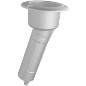 Image 1: Mate Series Plastic 15° Rod & Cup Holder - Drain - Round Top - White