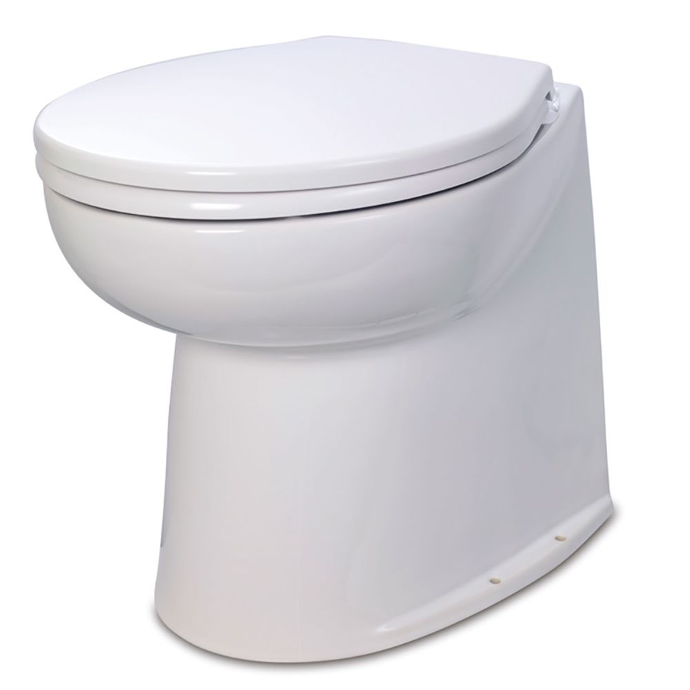 Image 1: Jabsco Deluxe Flush 14" Straight Back 12V Electric Toilet w/Intake Pump