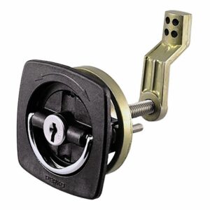 Image 1: Perko Black Flush Lock - 2.5" x 2.5" w/Offset Cam Bar & Flexible Polymer Strike