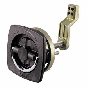 Image 1: Perko Flush Latch - Non-Locking - 2.5" x 2.5" w/Offset Cam Bar & Flexible Polymer Strike