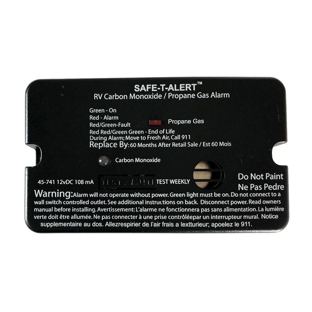 Image 1: Safe-T-Alert 45-Series Combo Carbon Monoxide Propane Alarm Surface Mount - Black