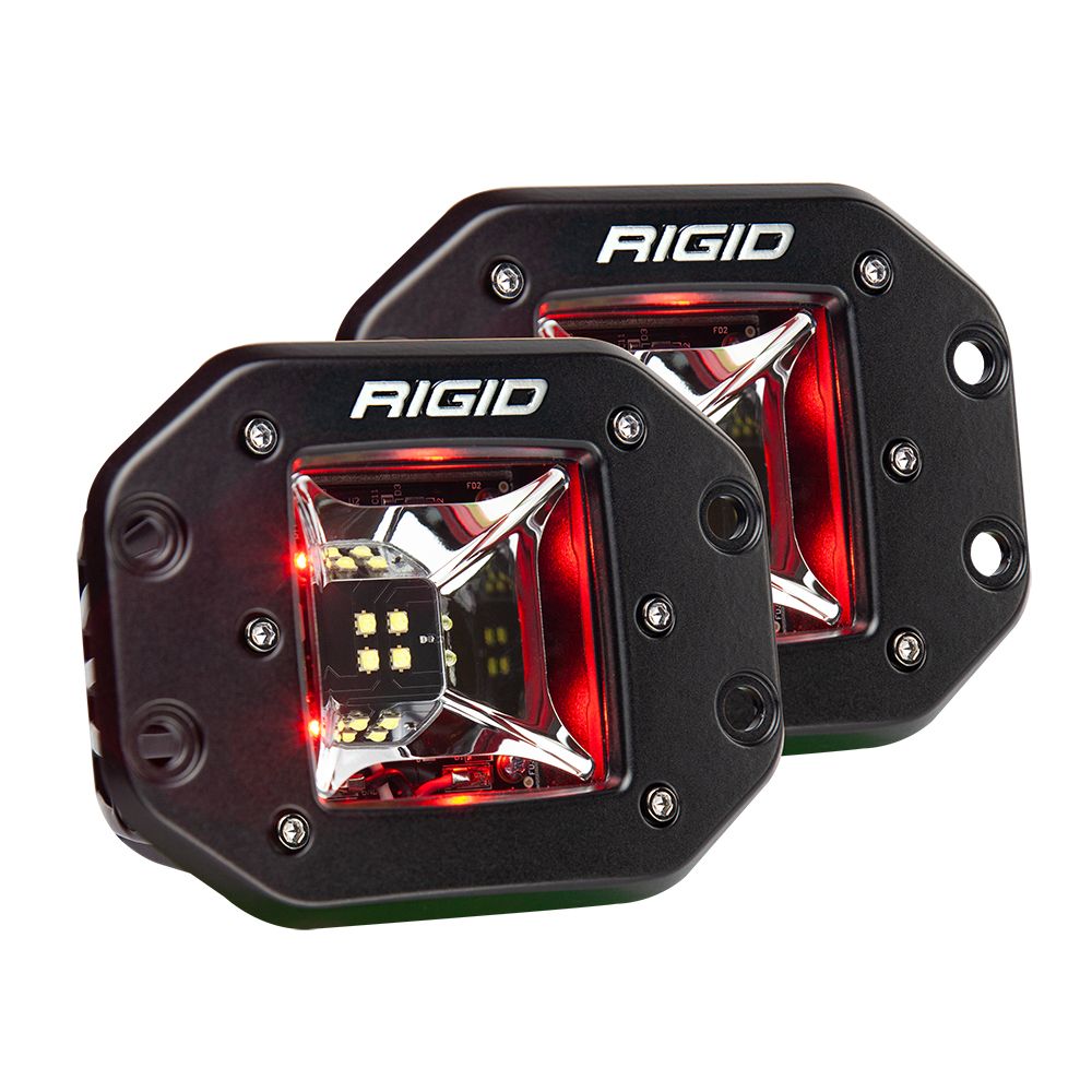 Image 1: RIGID Industries Radiance Scene Lights - Flush Mount Pair - Black w/Red LED Backlights