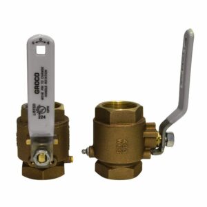Image 1: GROCO 1" NPT Bronze In-Line Ball Valve