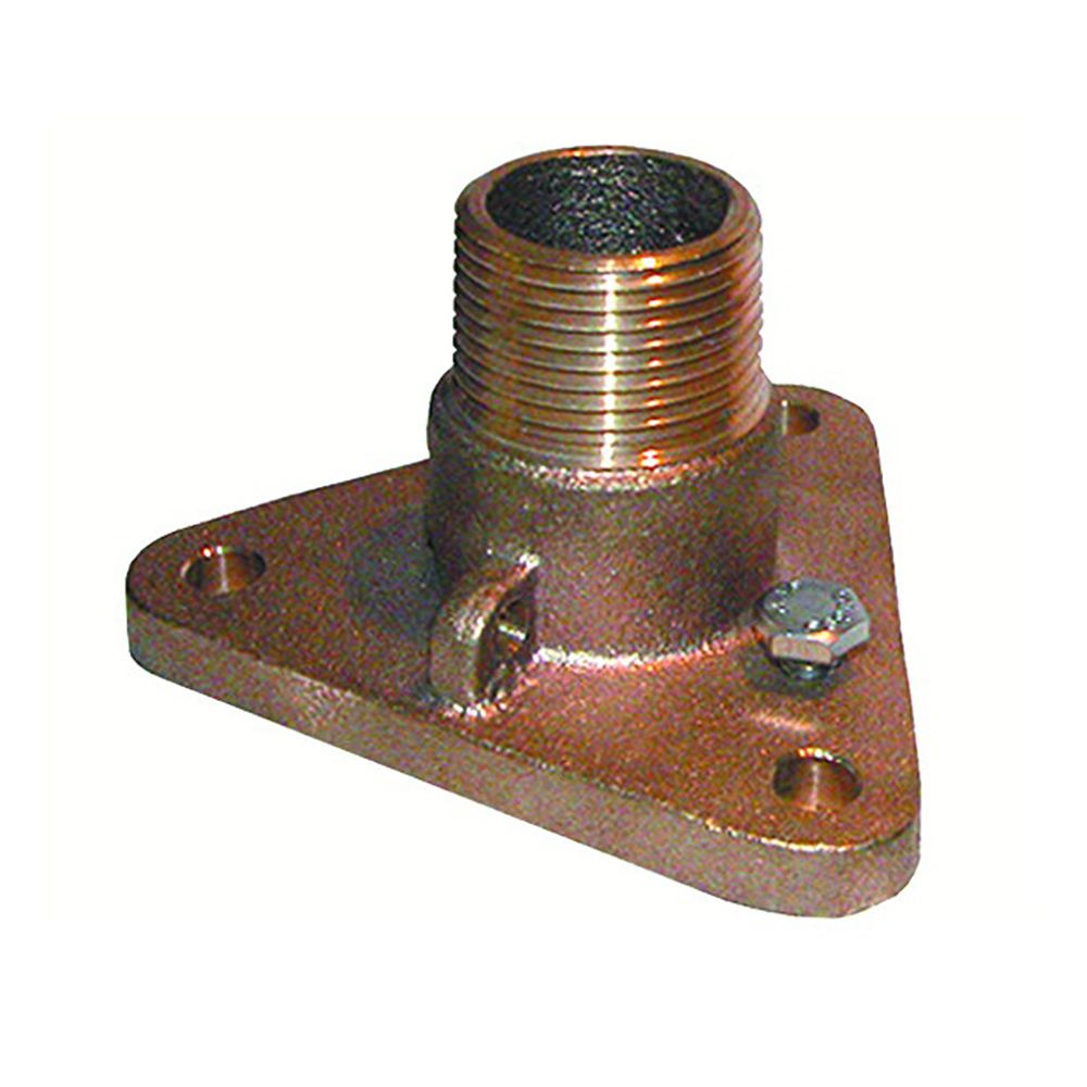 Image 1: GROCO 1-1/2" Bronze NPS to NPT Flange Adapter