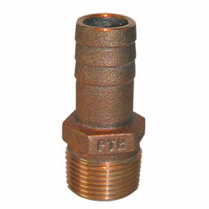 Image 1: GROCO 1/2" NPT x 1/2" ID Bronze Pipe to Hose Straight Fitting