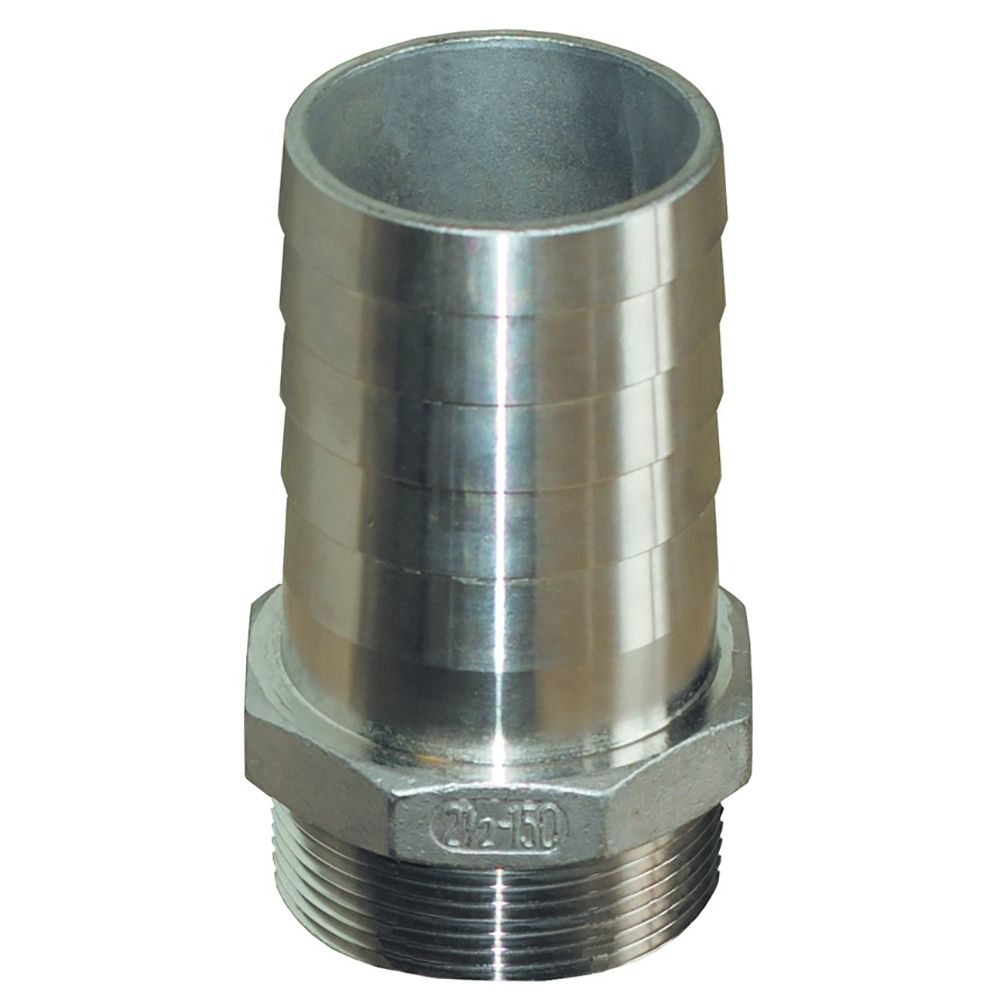 Image 1: GROCO 1-1/4"" NPT x 1-1/4" ID Stainless Steel Pipe to Hose Straight Fitting