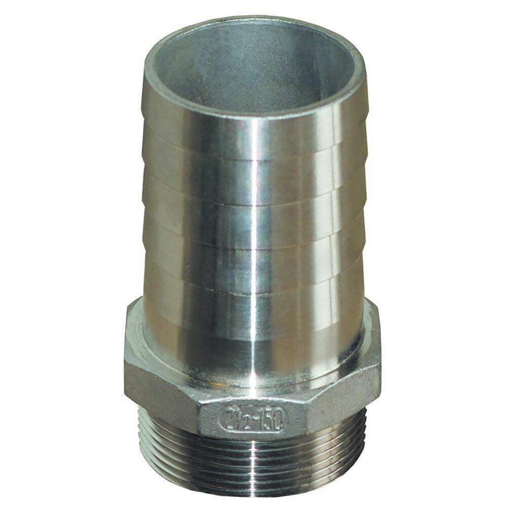 Image 1: GROCO 2"" NPT x 2" ID Stainless Steel Pipe to Hose Straight Fitting
