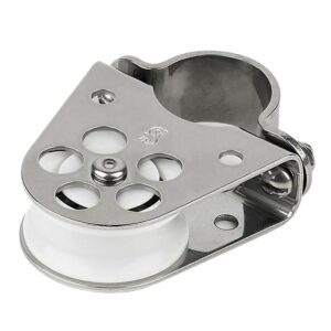 Image 1: Schaefer Clamp-On Furling Line Stanchion Lead Block - 1" Ball Bearing