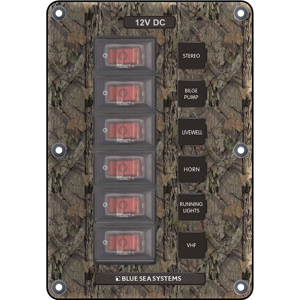 Image 1: Blue Sea 4325 Circuit Breaker Switch Panel 6 Position - Camo