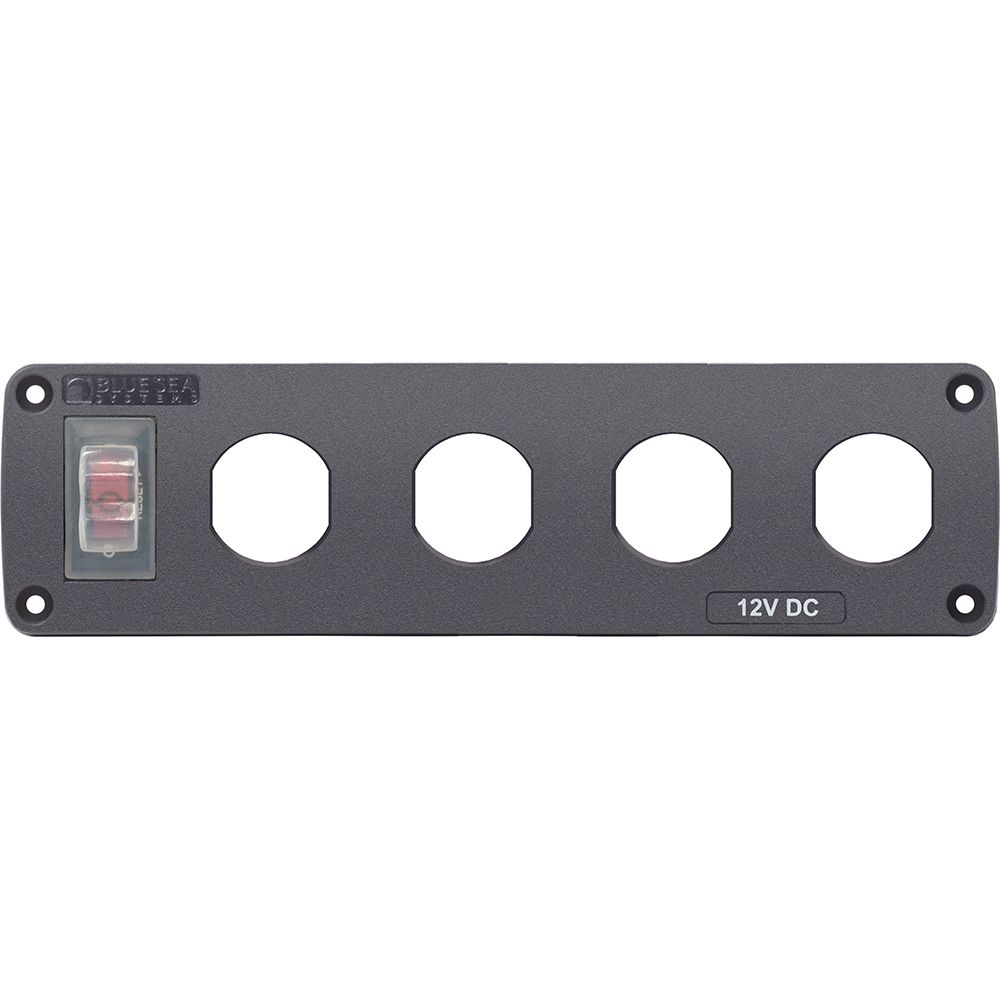 Image 1: Blue Sea Water Resistant USB Accessory Panel - 15A Circuit Breaker, 4x Blank Apertures