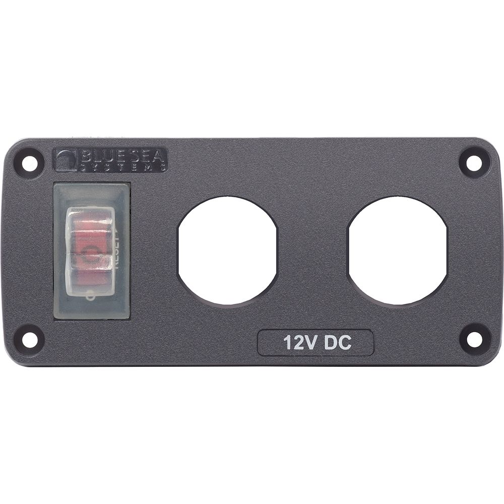 Image 1: Blue Sea 4364 Water Resistant USB Accessory Panel - 15A Circuit Breaker, 2x Blank Apertures