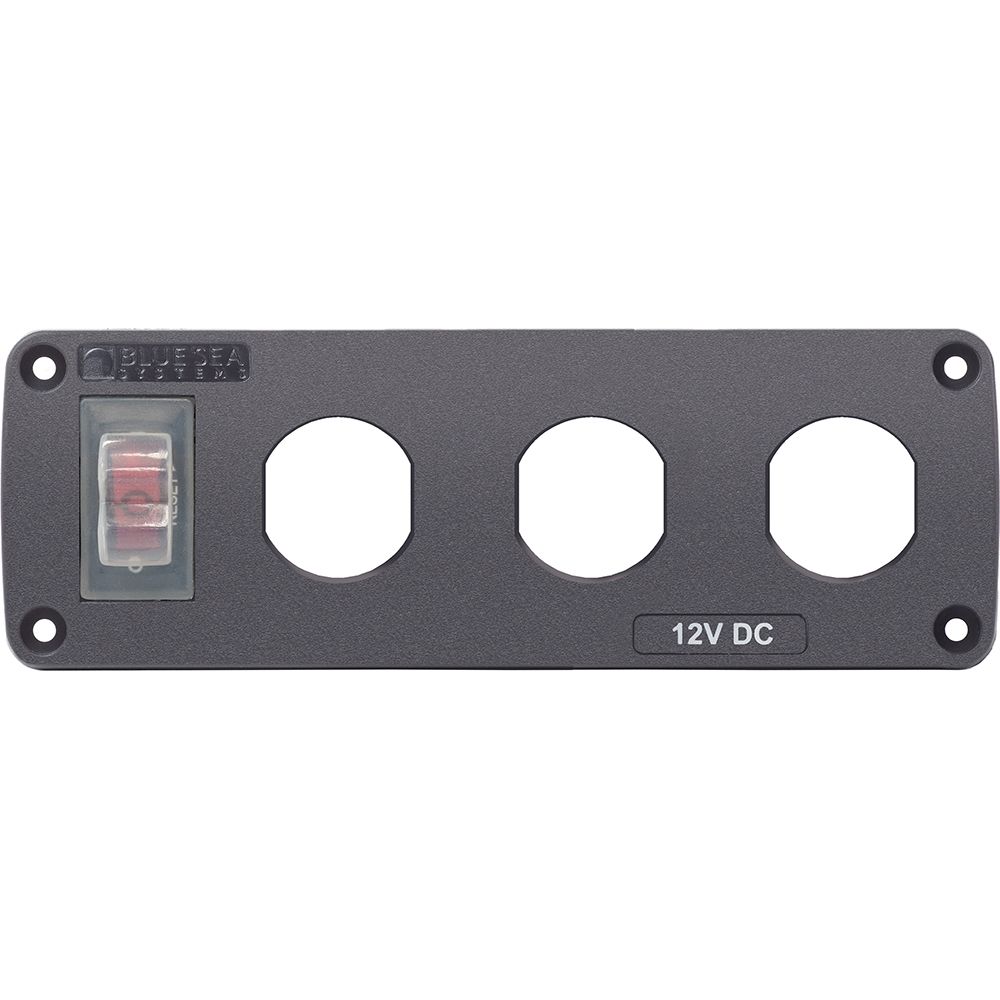 Image 1: Blue Sea 4367 Water Resistant USB Accessory Panel - 15A Circuit Breaker, 3x Blank Apertures