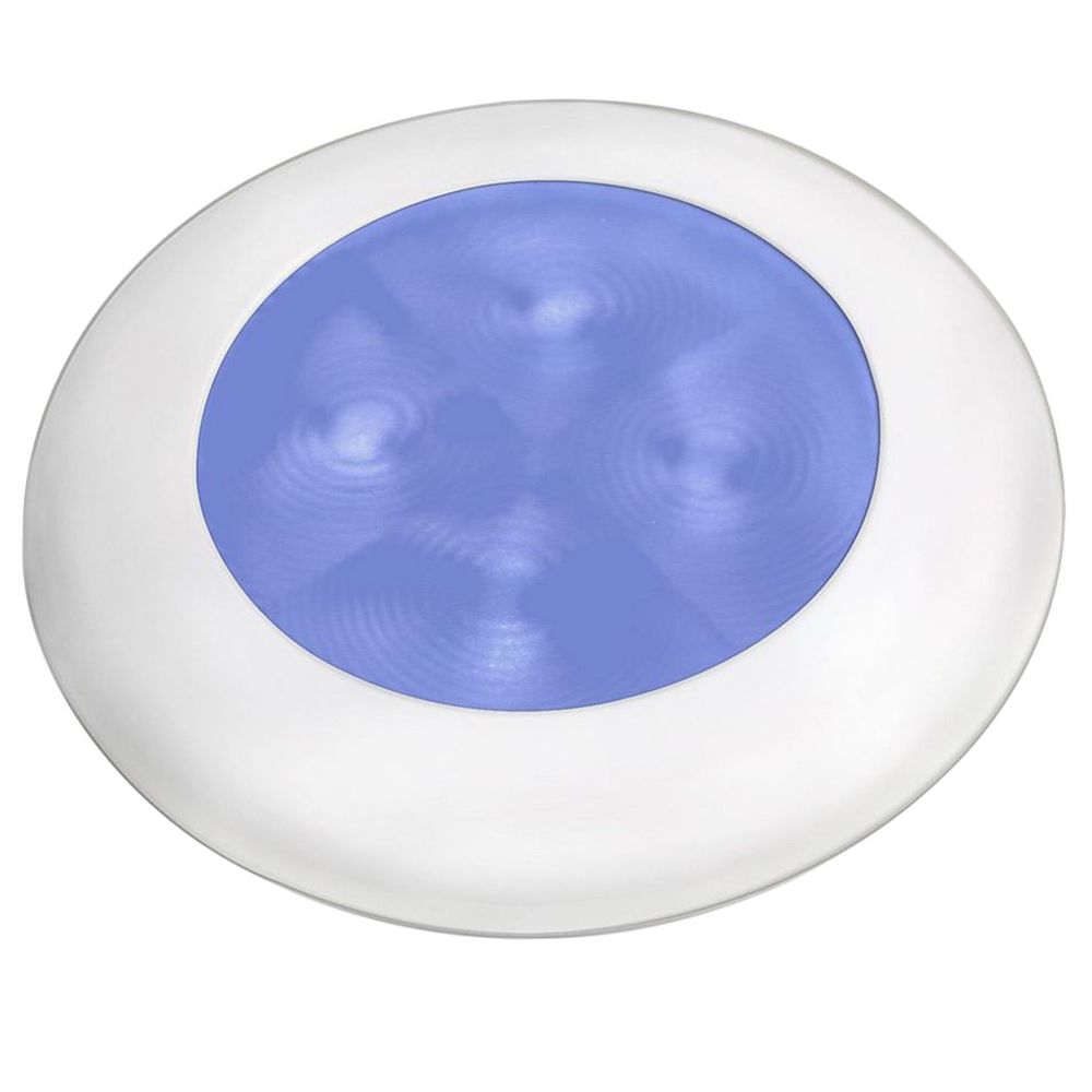 Image 1: Hella Marine Blue LED Round Courtesy Lamp - White Bezel - 24V
