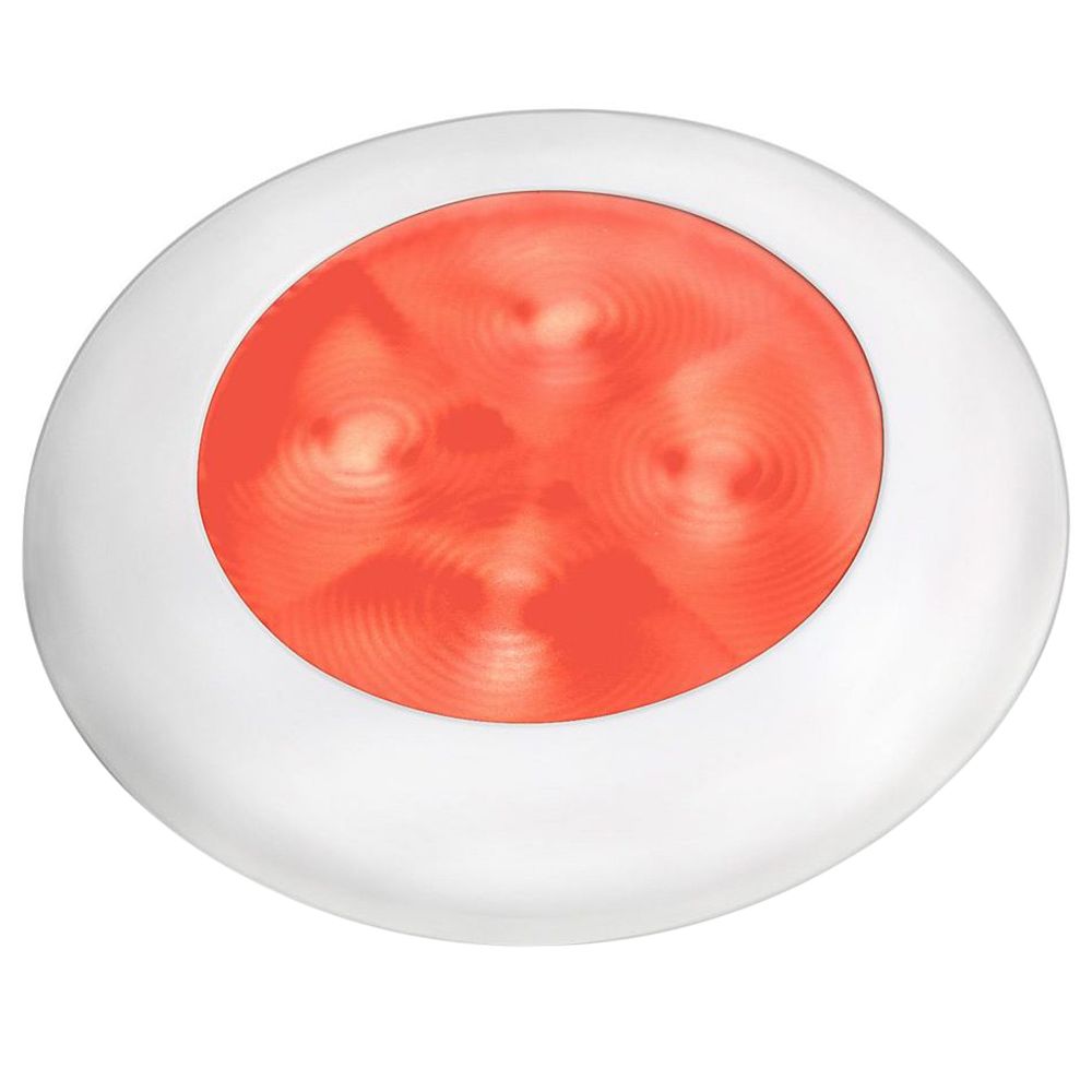 Image 1: Hella Marine Red LED Round Courtesy Lamp - White Bezel - 24V