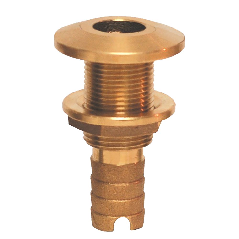 Image 1: GROCO Bronze Hose Barb Thru-Hull Fitting - 1/2"