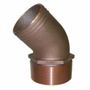 Image 1: GROCO 1-1/4" NPT Bronze 45 Degree Pipe to 1-1/4" Hose