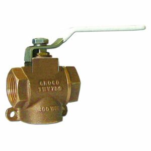 Image 1: GROCO 1-1/2" NPT Bronze 3-Way Valve