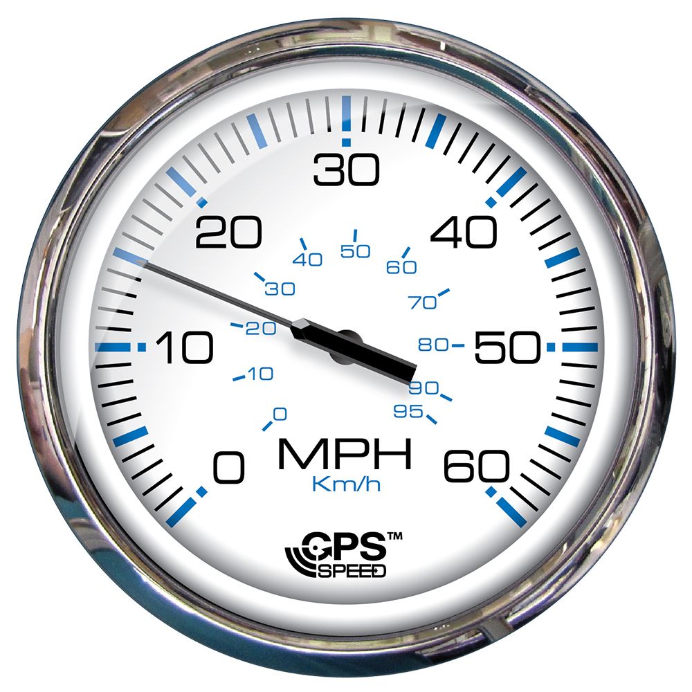 Image 1: Faria Chesapeake White SS 5" Speedometer - 60 MPH (GPS)(Studded)