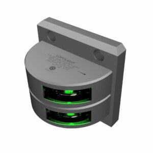 Image 1: Lopolight Series 301-001 - Double Stacked Starboard Sidelight - 2NM - Vertical Mount - Green - Silver Housing 