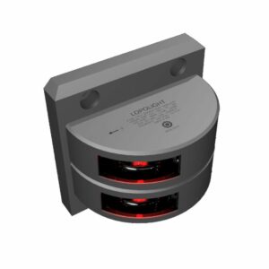 Image 1: Lopolight Series 301-002 - Double Stacked Port Sidelight - 2NM - Vertical Mount - Red - Silver Housing 