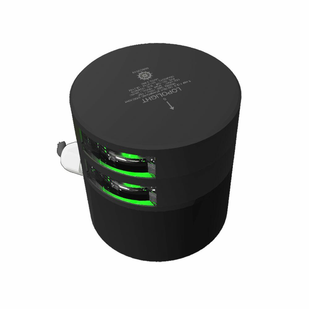 Image 1: Lopolight Series 301-108 - Double Stacked Navigation Light - 3NM - Horizontal Mount - Green - Black Housing