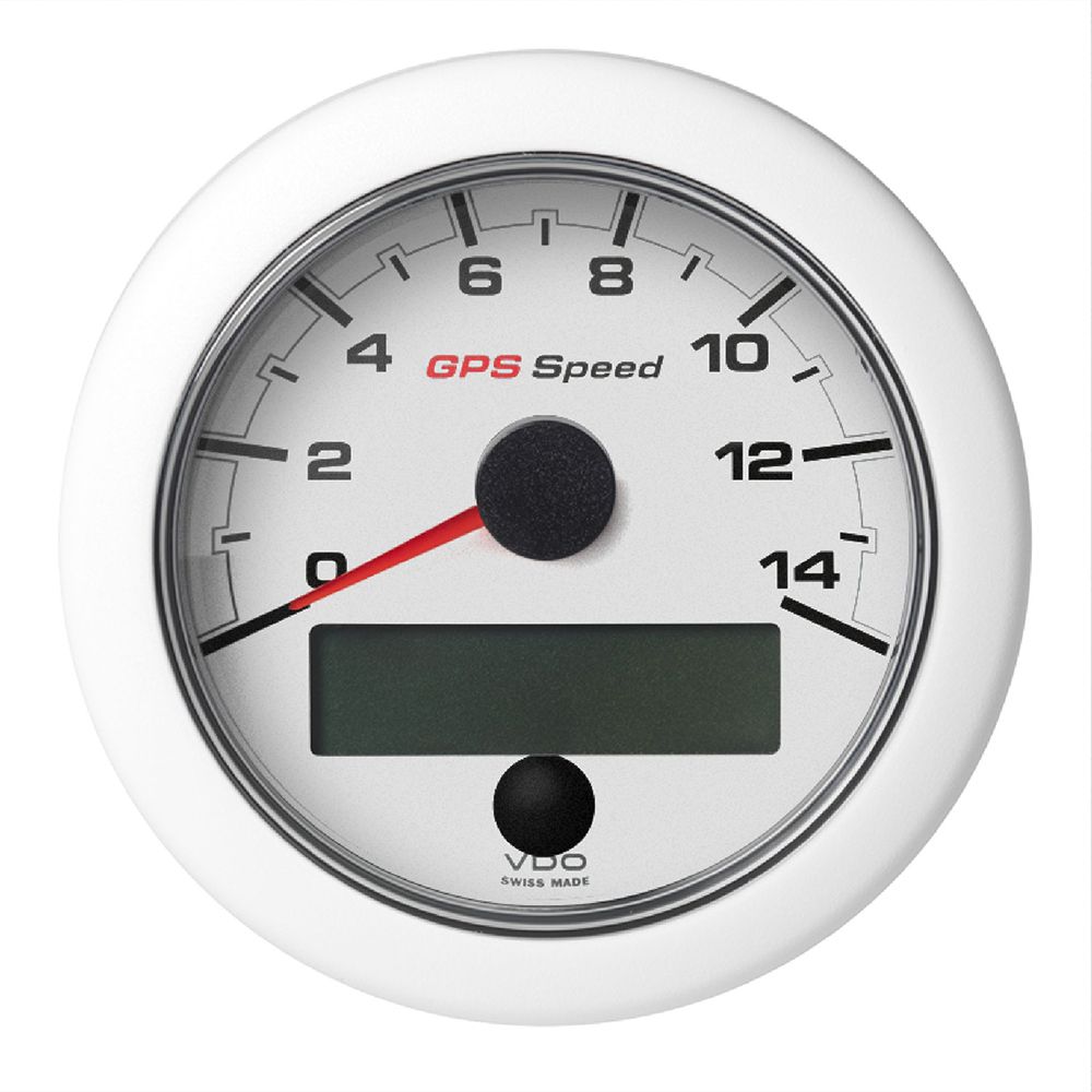 Image 1: Veratron 3-3/8" (85mm) OceanLink® GPS Speedometer (0-14 KN/MPH/KMH) White Dial & Bezel