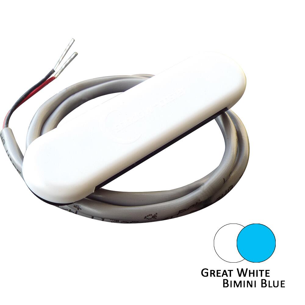 Image 1: Shadow-Caster Dual Color Courtesy Light w/2' Lead Wire - White Abs Cover - Great White/Bimini Blue