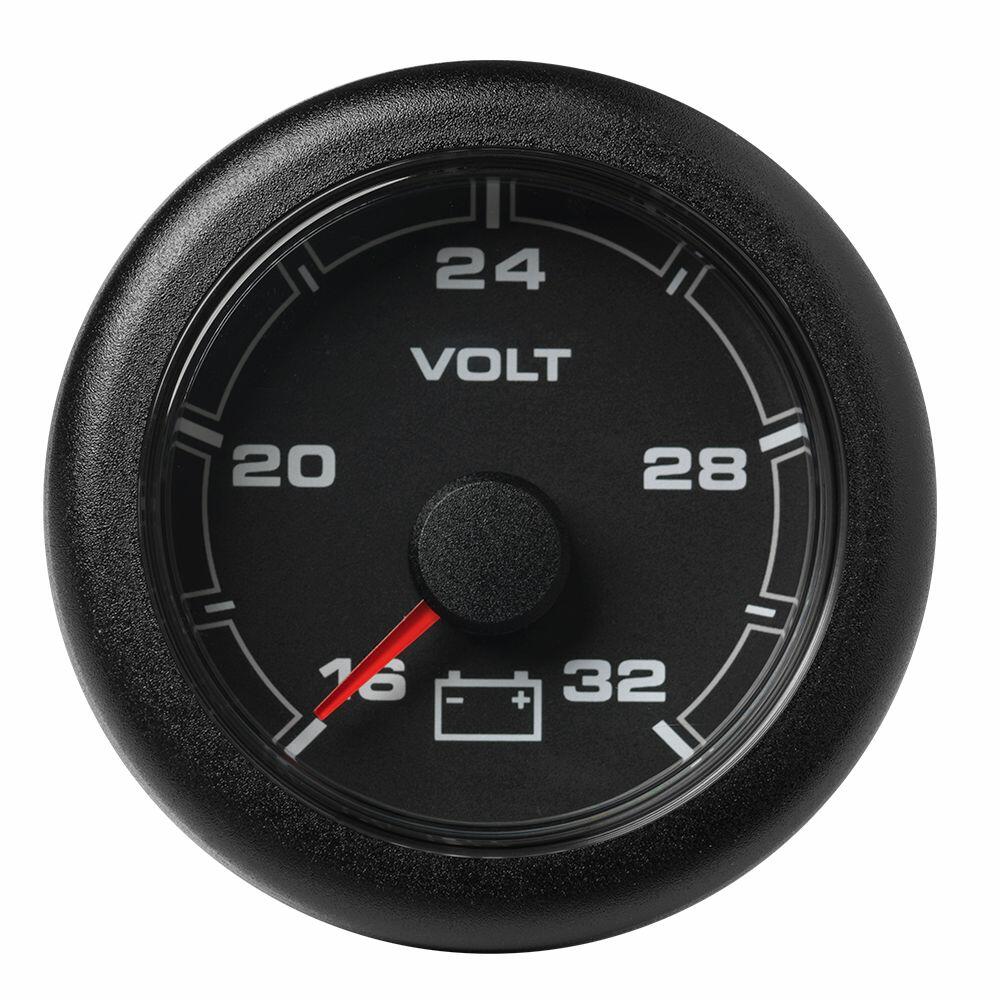 Image 1: Veratron 52MM (2-1/16") OceanLink Battery Voltage Gauge - 16 to 32V - Black Dial & Bezel