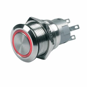Image 1: BEP Push-Button Switch 12V Momentary On/Off - Red LED