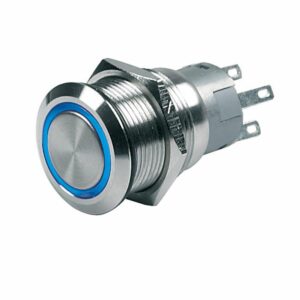 Image 1: BEP Push-Button Switch 12V Momentary On/Off - Blue LED