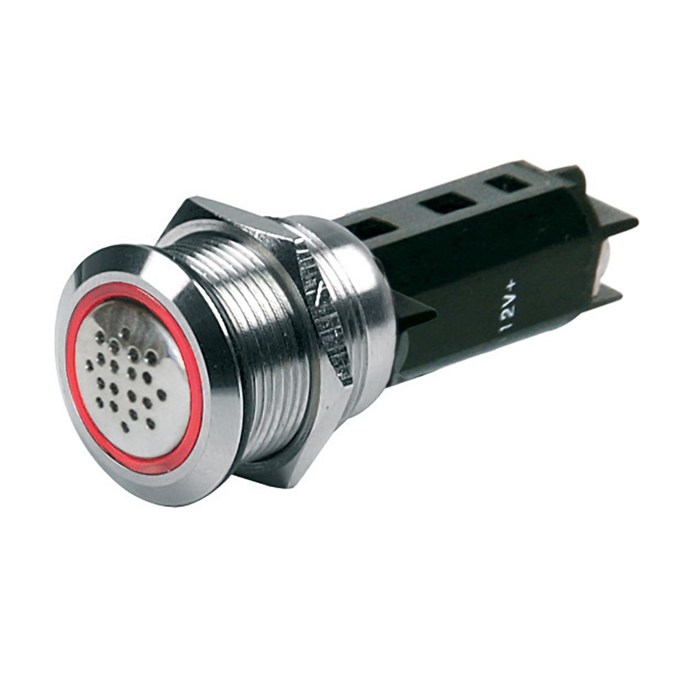 Image 1: BEP 12V Buzzer w/Red LED Warning Light - Stainless Steel