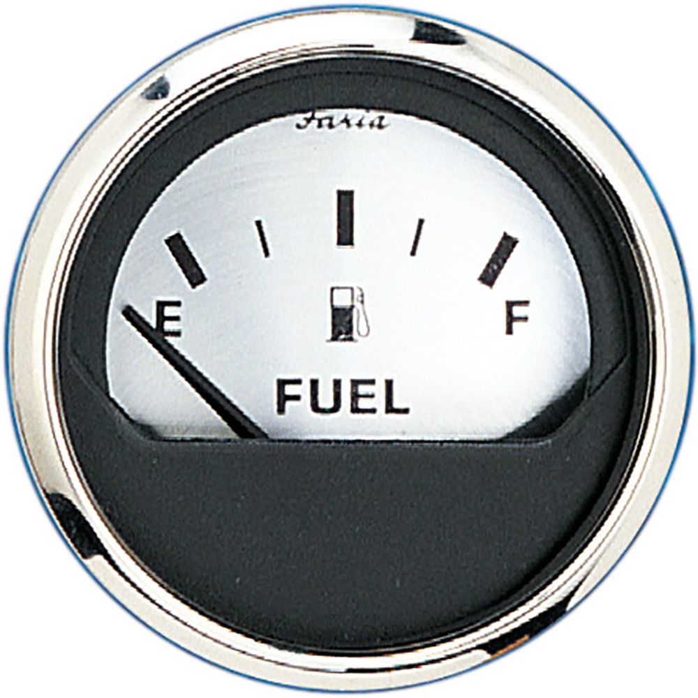Image 1: Faria Spun Silver 2" Fuel Level Gauge (E-1/2-F)