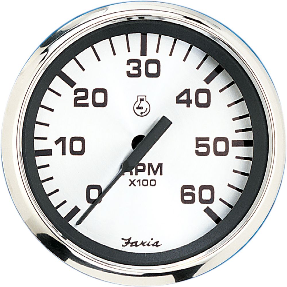 Image 1: Faria Spun Silver 4" Tachometer (6000 RPM) (Gas Inboard & I/O)