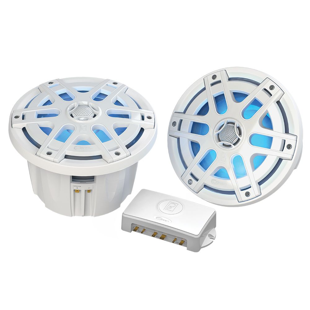 Image 1: Poly-Planar MA-OC8 8" 500 Watt Waterproof Blue LED Speaker - White