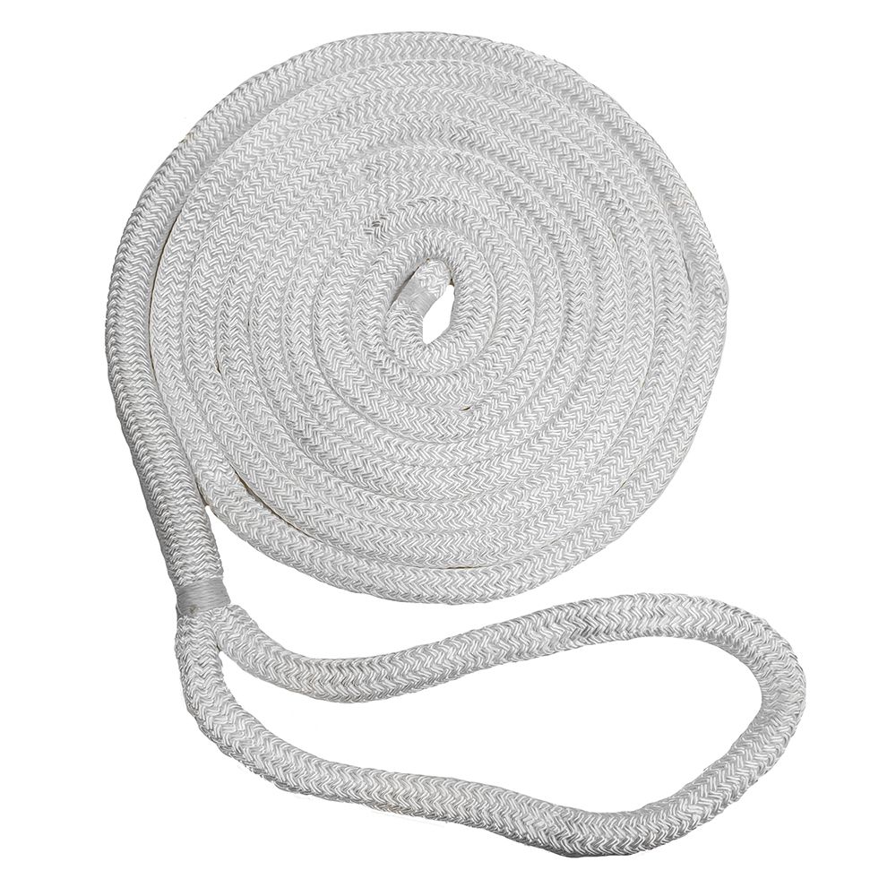 Image 1: New England Ropes 5/8" Double Braid Dock Line - White - 15'