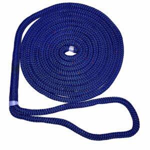 Image 1: New England Ropes 5/8" Double Braid Dock Line - Blue w/Tracer - 15'