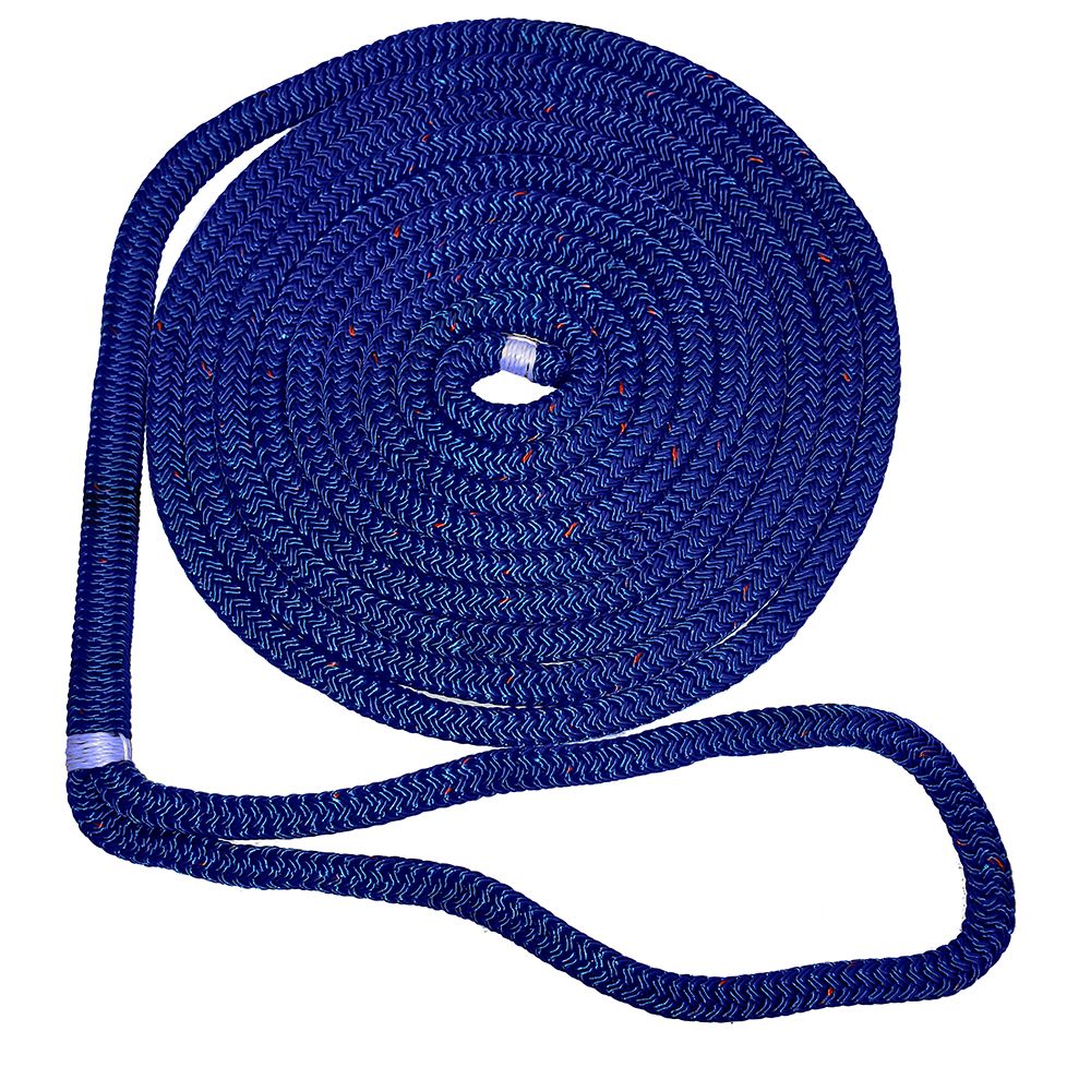 Image 1: New England Ropes 5/8" Double Braid Dock Line - Blue w/Tracer - 35'