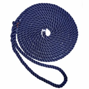 Image 1: New England Ropes 3/8" Premium 3-Strand Dock Line - Navy Blue - 25'